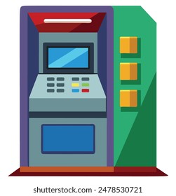 Automated teller machine with cash dispenser. Vector illustration