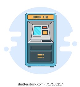 automated teller machine. Flat line illustration for web and app.