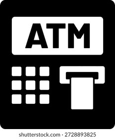Silueta automatizada de la máquina del cajero con la ranura para tarjeta y la Ilustración vectorial del teclado