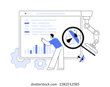 Automated testing abstract concept vector illustration. Automotive executed test, app development tester, automated software testing, usability analysis tool, UI optimization abstract metaphor.