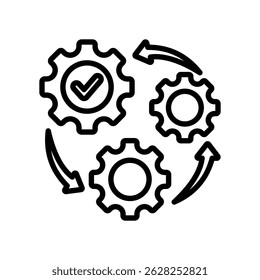 Automated Testing Vector Lineal Icon On White Background.