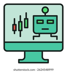 Automated Trading Bot na tela do PC vetor conceito ícone colorido ou elemento de design