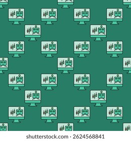 Automated Trading Bot on PC screen vector concept colored seamless pattern