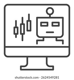 Automated Trading ChatBot on PC screen vector concept thin line icon or symbol
