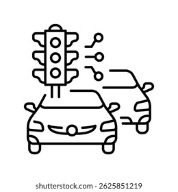 controle de tráfego automatizado, ícone de linha preta para projetos digitais e de impressão.  Ícones mínimos de limpeza para aplicativos e sites. Ícones simples modernos para UI UX e branding