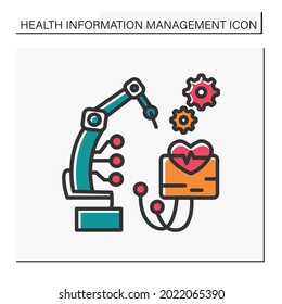 Automated treatment process color icon. Modern medical equipment.Smart technologies. Healthcare and health information management concept. isolated vector illustration