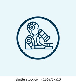 Automated treatment process icon. Modern medical equipment. Medical innovations. Robotization. Smart technologies. Healthcare and health information management concept. Editable stroke