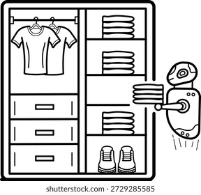 Automated Wardrobe Management concept, Intelligent Personal Storage System vector icon design, Futuristic daily life stock illustration