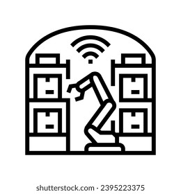 automated warehouse autonomous delivery line icon vector. automated warehouse autonomous delivery sign. isolated contour symbol black illustration