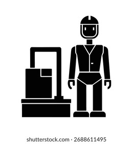 Ilustração automatizada de arte vetorial de silhueta de robô de armazém