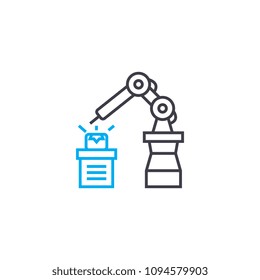 Automated welding linear icon concept. Automated welding line vector sign, symbol, illustration.