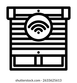 vetor de ícone de linha de casa inteligente de persianas de janela automatizadas.