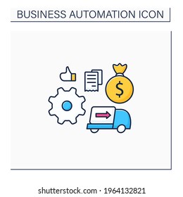 Icono de color de cuentas por pagar automáticas. Procesos de cuentas de seguridad por pagar. Controlar datos financieros importantes. Concepto de automatización de negocios.Ilustración vectorial aislada