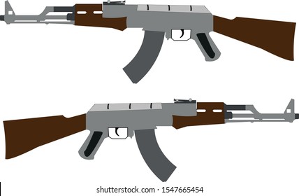 Automatic assault rifle,Grey and brown,vektor,