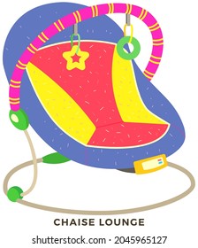 Automatic Baby Bouncer, Child Gadjet Swing Bed. Chaise Lounge For Baby Relaxation. Swing Chair To Put Child To Sleep And Calm Down. Chaise Longue With Toys, Interior Element For Children Vector Icon