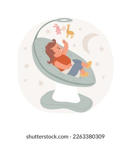 Automatic baby rocker isolated cartoon vector illustration. Adorable child lying in bouncer chair, automatic baby rocker, vibrating newbowrn crib, kids bedtime, sleep hygiene vector cartoon.