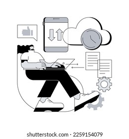 Automatic backup abstract concept vector illustration. Data recovery service, automatic document saving, information backup, mobile phone synchronization, external drive storage abstract metaphor.