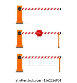 Automatic barrier to adjust the movement of cars. Vector stock illustration.