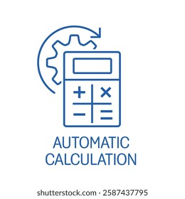 Automatic calculation. Vector linear icon illustration isolated on white background.