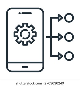 Ilustración vectorial automática del icono del contorno del distribuidor de la llamada