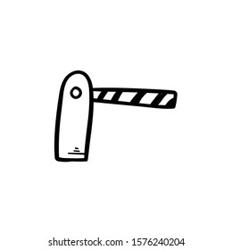 Automatic car barrier doodle icon vector hand drawing 