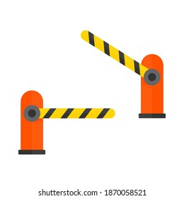 Automatic car barrier icon. Open and closed barrier in flat style. Vector color illustration isolated on white.