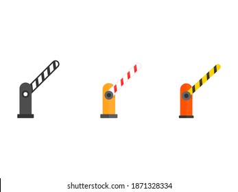 Automatic car barrier icon set. Open barrier collection in flat style. Vector transport illustration isolated on white.