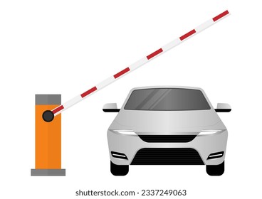 Barrera automática de coches. Concepto de aparcamiento para coches. Ilustración vectorial aislada en fondo blanco. 