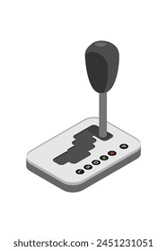 Automatic car gear lever in isometric view. Simple flat illustration