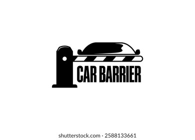 Automatic car parking barrier gate silhouette design vector illustration