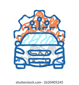 automatische Auto-System doodle Symbol Skizze Vektor. automatisches Autosystemschild. einzelne Symbolgrafik