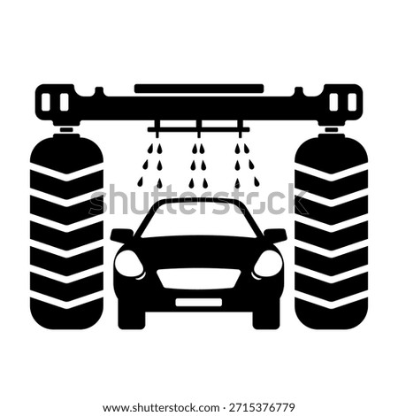Automatic Car wash Black and White Vector Icon