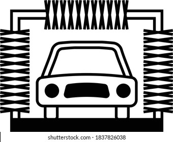 automatic car wash service concept vector glyph Icon design, Motor Vehicle Service and automobile repair shop Symbol on White background, Car Washed mechanically with conveyorized equipment