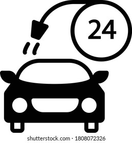 automatic car water wash service station 24 hour logo Concept vector Glyph Icon Design, Carwash & Detail Center equipment on white background, Lorry Deodorising and Sanitising  Service Symbol