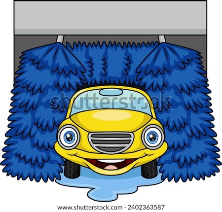Automatic carwash service with blue brushes