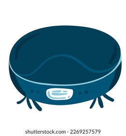 Automatic Cleaner that is Vacuuming Wool on Floor Cartoon Flat Vector Illustration. Electronic Equipment Helping People in Household or Chore. Remote Station Charging.
