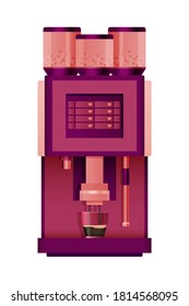 Automatic Coffee machine with Glass of Espresso Coffee. Vintage rose coffee machine concept. 