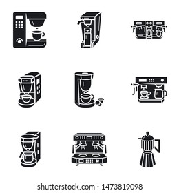 Automatic coffee machine icon set. Simple set of 9 automatic coffee machine vector icons for web design isolated on white background