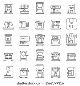 Automatic coffee machine icons set. Outline set of automatic coffee machine vector icons for web design isolated on white background