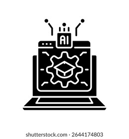 criação automática programa educacional ícone preto plano para projetos digitais e impressos.  Ícones mínimos de limpeza para aplicativos e sites. Ícones simples modernos para UI UX e branding