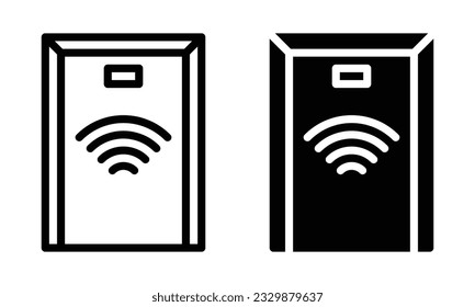 Icono de puerta automático con contorno y estilo de glifo.