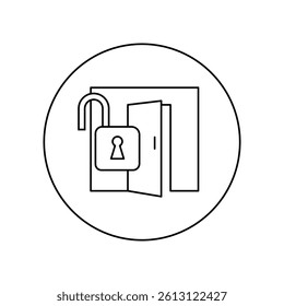 Automatic door opening and closing icon. Smart home. Technology system. Outline key icon. Vector illustration. 