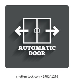 Automatic door sign icon. Auto open symbol. Gray flat button with shadow. Modern UI website navigation. Vector