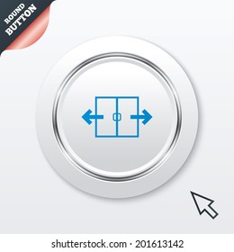 Automatic door sign icon. Auto open symbol. White button with metallic line. Modern UI website button with mouse cursor pointer. Vector
