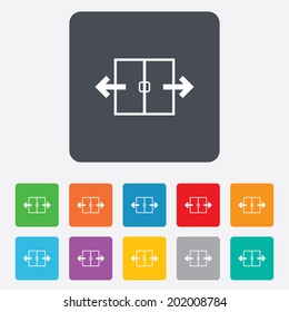 Automatic door sign icon. Auto open symbol. Rounded squares 11 buttons. Vector