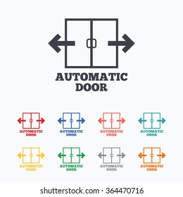 Automatic door sign icon. Auto open symbol. Colored flat icons on white background.