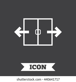 Automatic door sign icon. Auto open symbol. Graphic design element. Flat automatic door symbol on dark background. Vector