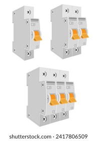 interruptores eléctricos automáticos de circuito interruptor de la ilustración vectorial del material aislado en el fondo blanco