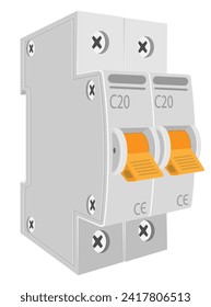 automatic electrical switches circuit breaker stock vector illustration isolated on white background