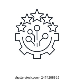 Automatic electronic processor. Innovative digital management and control. Vector linear icon isolated on white background.